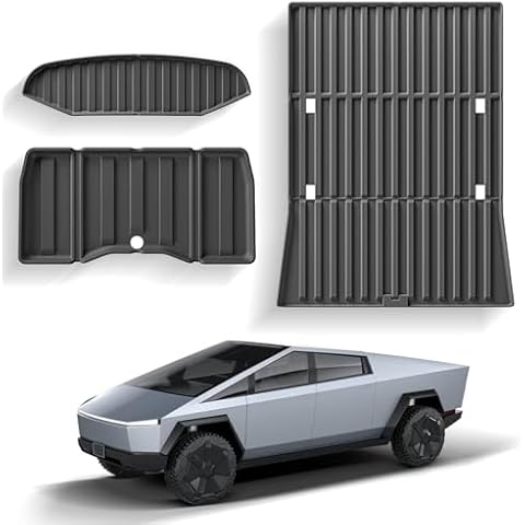 SUMK Truck Bed Mat for Tesla Cybertruck Accessories 2024 Customized TPE Floor Mats for Cybertruck Waterproof & Wear Resistance All Weather Protection 3pcs Cover