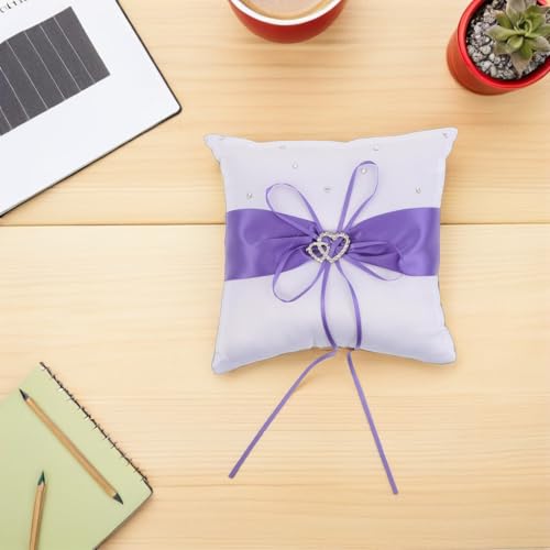 GARIOUANS Coussin et Souvenir Mémorable en Satin Pourpre pour Alliances de Mariage Accessoire Polyvalent Nœud Décoratif Élégant pour Cérémonie de Fiançailles – vue 6