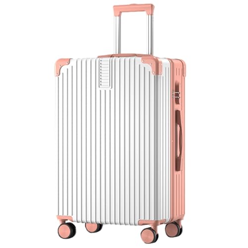 Suitcases With Wheels, Suit Case, Large Capacity Hand Suitcase, Bureau Cross-Buckle Fixing, For Going On A Trip, Men And Women (Color : 20, Size : Rose White)