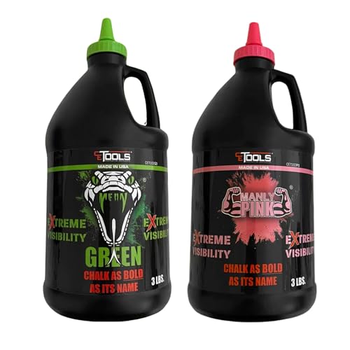 CE TOOLS Marking Chalk Combo – 3LB Green Mean & 3LB Manly Pink – Extreme Visibility Chalk for Chalk Line & Construction – Made in USA