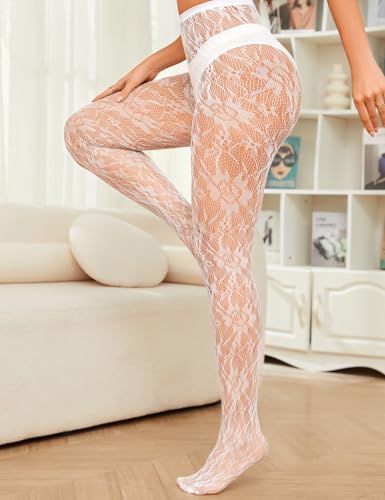 Image of Lace Tights Lace Stockings Sunflower Fishnet Stockings for Women Leggings Floral Pantyhose