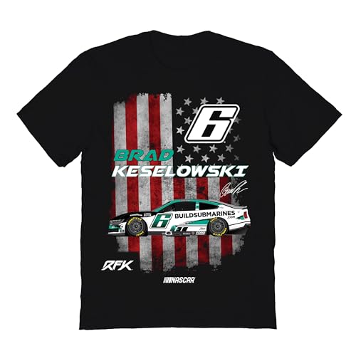 Vive La Fete Brad Keselowski NASCAR American Flag Cotton T-Shirt - Black