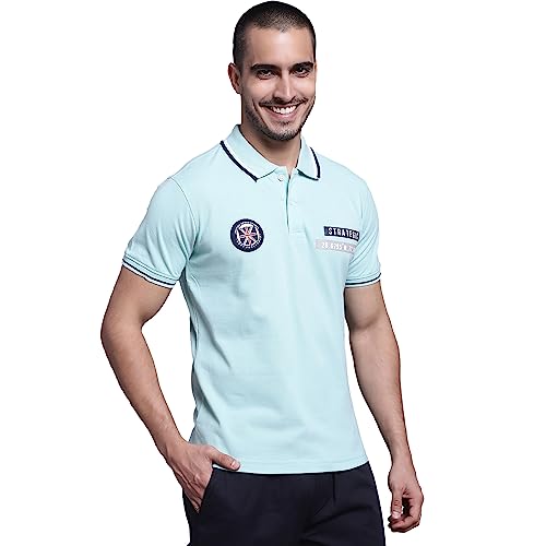 Image of Cantabil Men Cotton Blend Polo Neck Half Sleeve Solid T-Shirt (P MTSH00248)