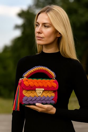 Image of Evening Clutch Bag for Women, Handmade Crochet Wedding Party Purse, Small Flap Formal Crossbody Handbag Evening Clutch