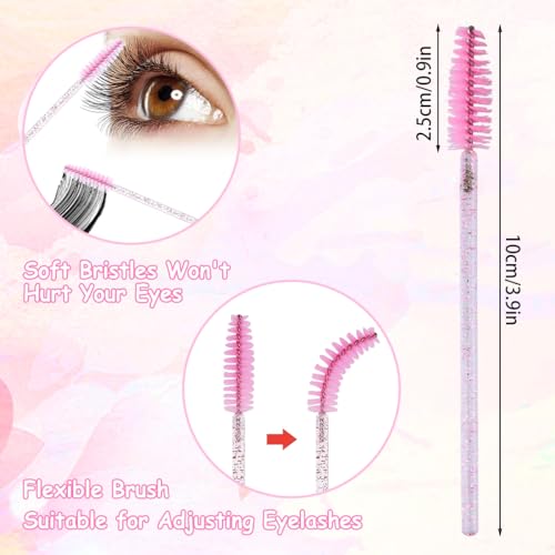 IBEQUEM Conjunto de 100 anéis de cola para extensões de cílios com 50 pincéis de cílios de cristal e