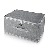 Lockable Storage Box, Organizer Bag Bins Case, Box with Lock, Boxes Storage, Lockable Box, Foldable Fabric Box with Handles, Storage Box with Lid for Clothes, Clothes Storage (16 x 12 x 8 inches)