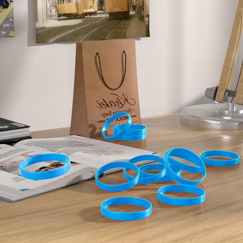 Image of Morcheiong 12 Pieces Silicone Bracelets- Light-Blue Color Blank Rubber Wristbands for Adults Teen Party Favors