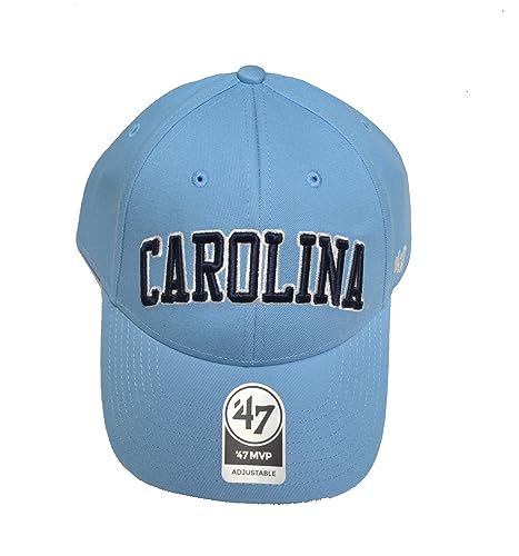 47 North Carolina Tarheels Columbia Blue Script MVP Adjustable Cap - NCAA, UNC Adjustable Structured Baseball Hat