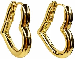 PUSHA Premium Heart Hoop Earrings for Women Gold Plated Brass Chunky Fluid Geometric Jewelry for Western & Casual Fashion ... Price In India