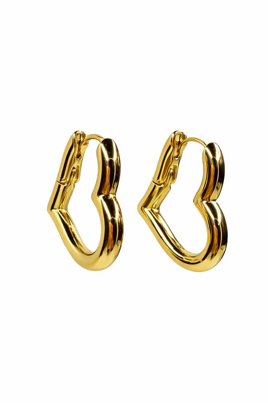PUSHA Premium Heart Hoop Earrings for Women Gold Plated Brass Chunky Fluid Geometric Jewelry for Western & Casual Fashion ... - Review, Price and Buying Guide