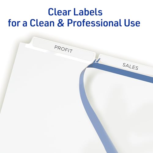 Avery 3-Tab Unpunched Dividers for Use with Any Binding System, Easy Print & Apply Clear Label Strip, Index Maker Customizable White Tabs, 25 Sets (11442)