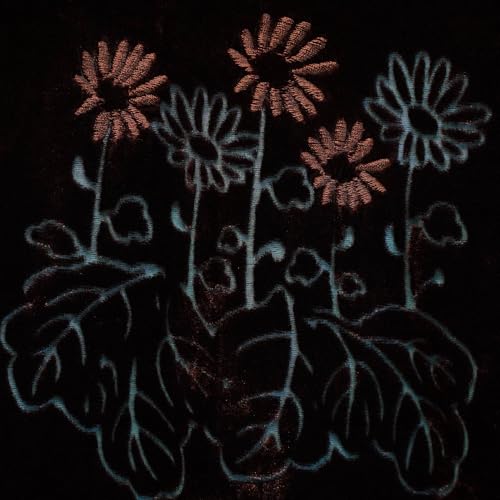 Double - Layer Silk Base Velvet Oblong Scarf, Embroidery, Brown and Black4