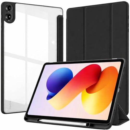 Image of ProElite Cover for Xiaomi Redmi Pad 2 Pro 12.1 inch Cover Case, Smart Flip Case Cover for Xiaomi Redmi Pad 2 Pro 12.1 inch with S Pen Holder, Black [Transparent Back]