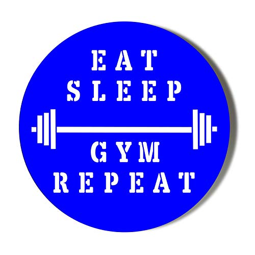 Gift Insanity GYM BODYBUILDING - EAT SLEEP GYM REPEAT - BLUE BACKGROUND - 77mm Extra Large Badge