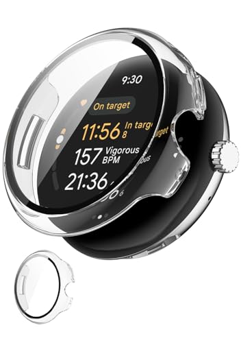 Google Pixel Watch 3 45mm�Ή� �P�[�X �O�[�O���s�N�Z���E�H�b�`3 45mm�Ή� �v���e�N�^�[�J�o�[ Pixel Watch 3 �i2024)�J�o�[ �t���ی십���K���X�t�� PC�f��+���{���Ɏq�f�ދ����K���X ��̌^ �ϏՌ� �����^