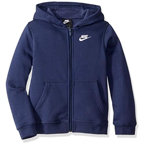Nike Boy’s NSW Club Full Zip Hoodie, Midnight Navy/Midnight Navy/White, X-Large