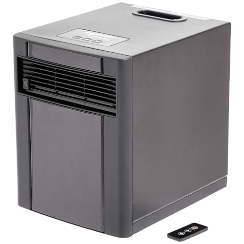 Amazon Basics Portable Space Heater with Remote Control, Adjustable Thermostat, Indoor Use, Energy-Saving Setting, LED Display 1500W, 11.4"D x 14.5"W x 14.7"H, Black by Amazon Basics - Used condition - US$20.60