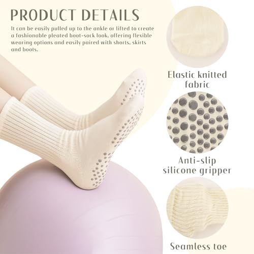 ATROPOS Grip Pilates Socks – Grippy Ballet Yoga Socks with Adjustable Slouch Style – Cozy Grip for Home, Workout, Pregnancy, Hospital & Gift3