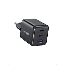 UGREEN Zapix Caricatore USB C 30W Alimentatore iPhone a 3 porte (2C+1A) GaN II Caricabatteria Carica Rapida PD Compatibile con iphone 17 Pro Max Air 16 15 Galaxy S25 S24 Google Pixel 10 9 8 (Nero)