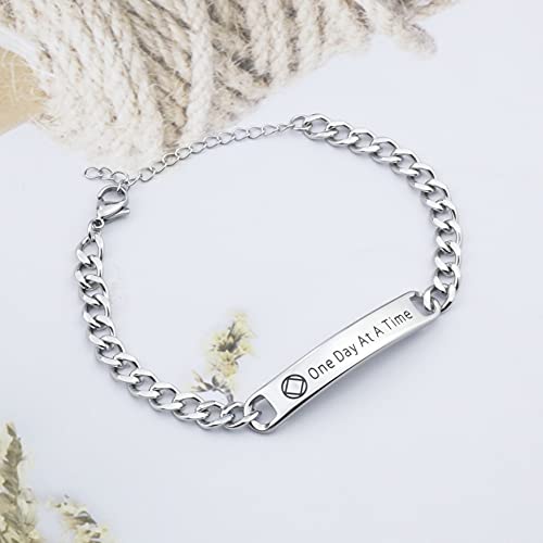 WAJJUAN One Day At A Time AA Bracelet Sobriety Gift Addiction Recovery Gift AA Bracelet NA Gift Anniversary Bracelet Gift for Her Birthday Jewelry (NA BRchain S) - Image 6