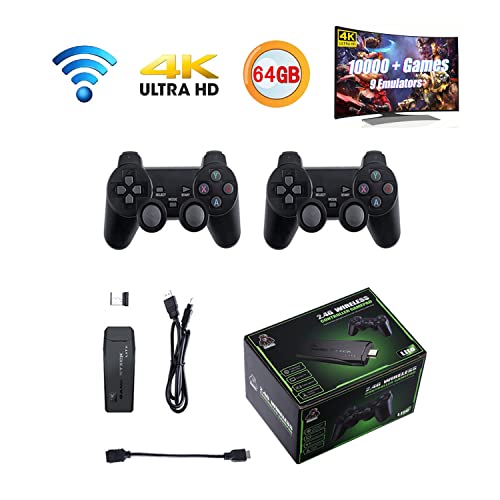 Game Stick,Games For Kids Wireless Retro Game Console Built In 10000+ Classic Games,Plug And Play Video Game Stick 4K High Definition Hdmi Output For Tv With Dual 2.4G Wireless Controllers(64Gb) #TOP10