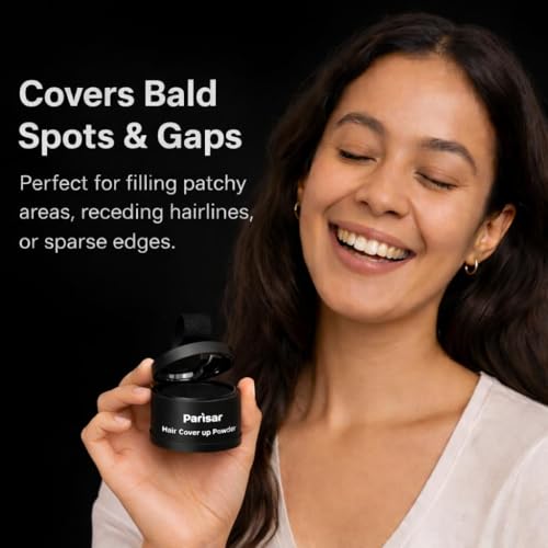 Image of PARISAR Hair Cover Up Powder Black 4g (Pack of 3) | Hair Root Touch Up | Natural Hairline Powder | Bald Spot Cover for Women & Men | Matte Finish