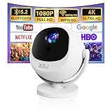 XBJ Mini Projector with WiFi 6 & Bluetooth 6.0, 1080P Full HD, 4K Supported Portable Projector, Auto Keystone Correction, 360° Rotatable Home Cinema Projector for Bedroom & Outdoor Use