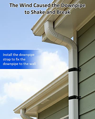 4Pcs Downspout Adapter Gutter Downspout Strap Square Pipe Fixed 3''X4'' Gutter Downspout Rxtensions Accessories Leader Strap With 4 Screws Black #TOP2