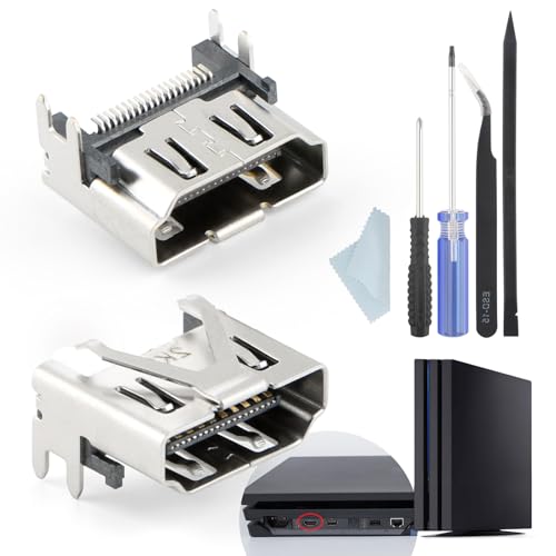 2PCS for PS4 Slim /PS4 Pro HDMI Port Replacement for Sony PlayStation 4 Slim PS4 Pro Socket Jack Interface Connector Console Accessories Parts with Repair Kit