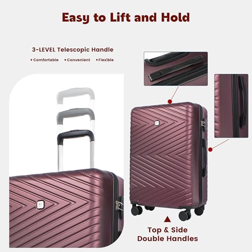 Image of Travelhouse 9-Piece Hardshell Luggage Set with Spinner Wheels & TSA Lock | Lightweight ABS suitcase set: 16 inch, 20 inch, 24 inch, 28 inch hardside suitcases + tote bag + packing cubes