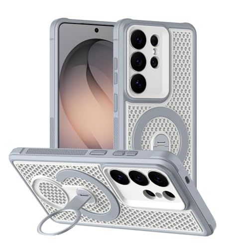 Coque Samsung S26 Ultra antichoc grise avec anneau ajouré et induction