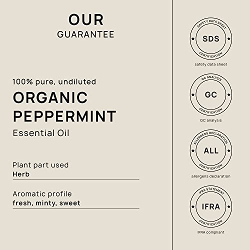 Vinevida Organic Peppermint Essential Oil 10 Ml - Undiluted Organic Peppermint Oil 10 Ml - Organic Peppermint Candle Oil Scent - Diy Candle Scents For Candlemaking 10 Ml Essential Oil For Soap Making #TOP3