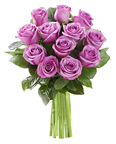 KaBloom-12 Purple Rose Bouquet, Flowers for Valentine, Mother's Day