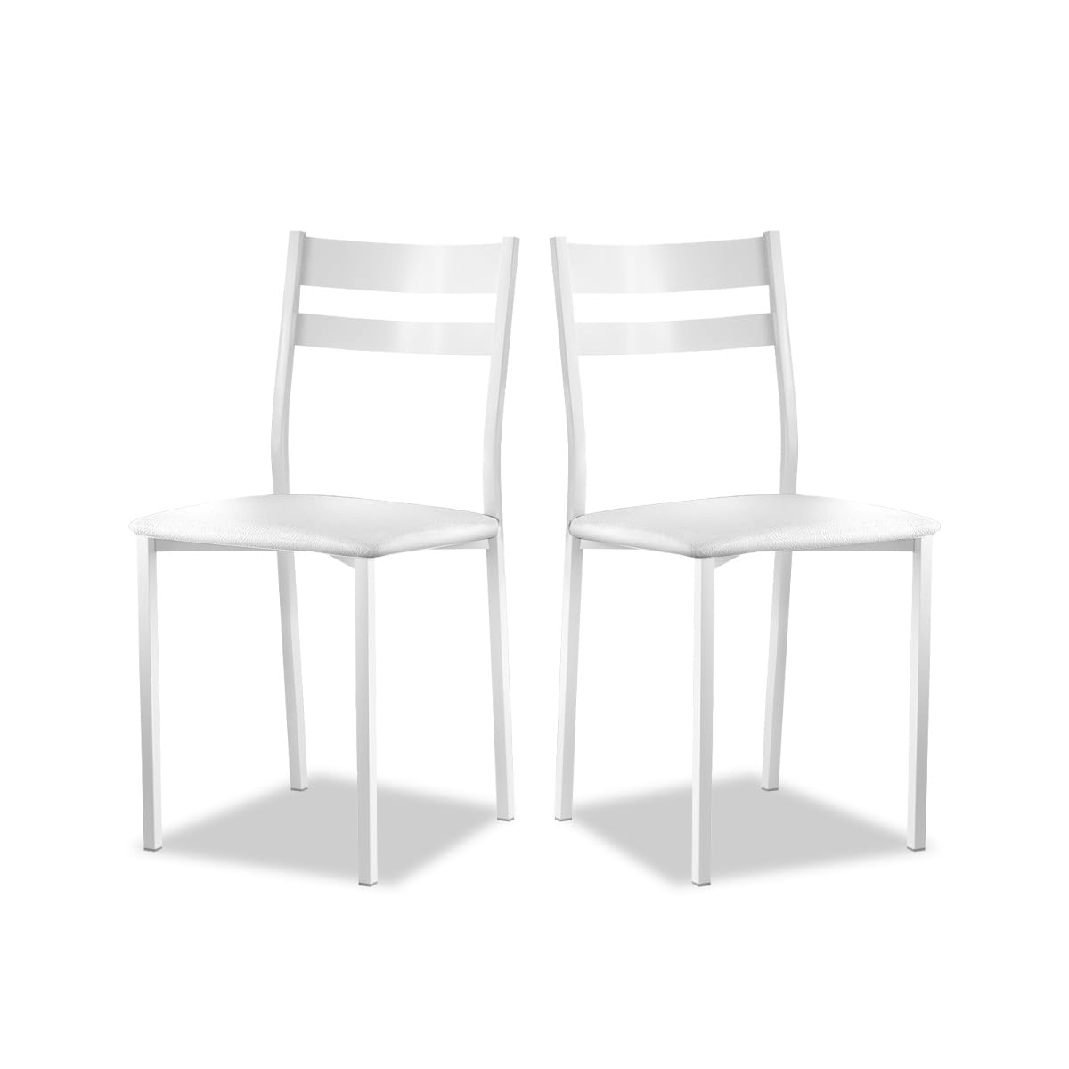 Astimesa - Silla de Comedor o Cocina - Silla de Metal Blanca con Respaldo - Asiento Polipiel en Color Blanco - 38 cm (Ancho) x 45 cm (Alto Asiento) x 85 cm (Alto Total) x 40 cm (Fondo)