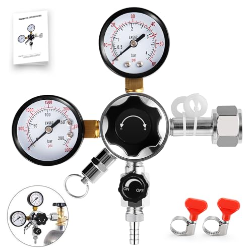 Image of Dbgogo CGA-320 Kegerator Co2 Regulator, Dual Gauge Co2 Regulator for Kegerator Beer Keg Regulator Co2 Tank Pressure Regulator Kegerator Regulator with Safety Relief Valve for Co2 Cylinder Tank