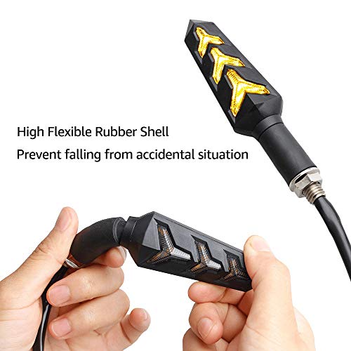 Image of NTHREEAUTO Sequential Motorcycle Flame Turn Signals, Front LED Light 12V Blinkers