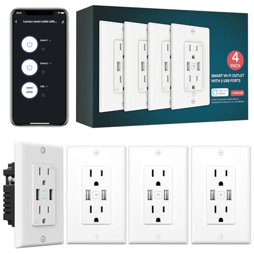 iLintek Smart Outlet with USB, Standard Electrical Outlets in Wall Work with Alexa Google Home 15 Amp ETL FCC, 2.4G WiFi Home Office 4 Pack iLintek Smart Outlet with USB, Standard Electrical Outlets in Wall Work with Alexa Google Home 15 Amp ETL FCC, 2.4G WiFi Home Office 4 Pack