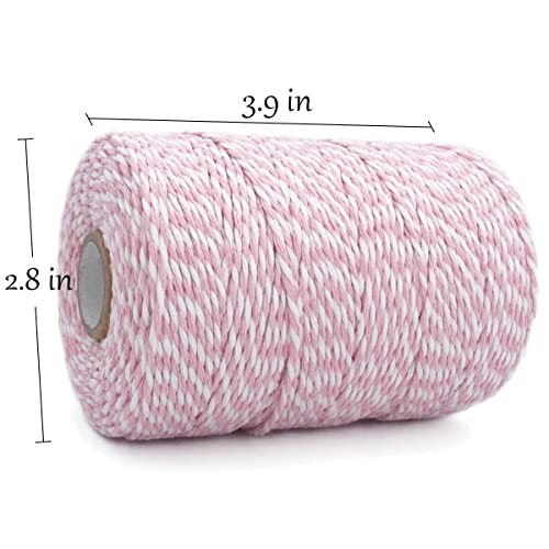 Leecogo Fio de Algodão Rosa e Branco para Padeiros, 656 Pés, Barbante de Açougueiro para Embrulho de