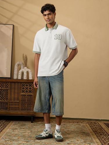 The Souled Store Oversized Polo: White Sand Men and Boys Short Sleeve - Image 5