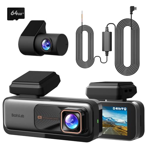 BOTSLAB Dashcam Auto Vorne Hinten 4K+2K mit GPS WiFi und Hardwire-Kit, Dash Cam Auto Kamera mit...