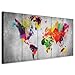 Produktbild B&D XXL - Wandbilder XXL Weltkarte 225x90 cm Vlies Leinwandbild 5 Teilig Kunstdruck modern Wandbilder XXL Wanddekoration Design Wand Bild - Abstrakt bunt Landkarte Reise k-A-0236-b-m