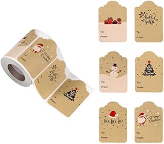 AIEX 300pcs Christmas Tags Self-Adhesive, 2x3inch Christmas Tags Stickers Roll Christmas Gift Tags for Envelopes Boxes Cards Christmas Decoration Gift Wrapping