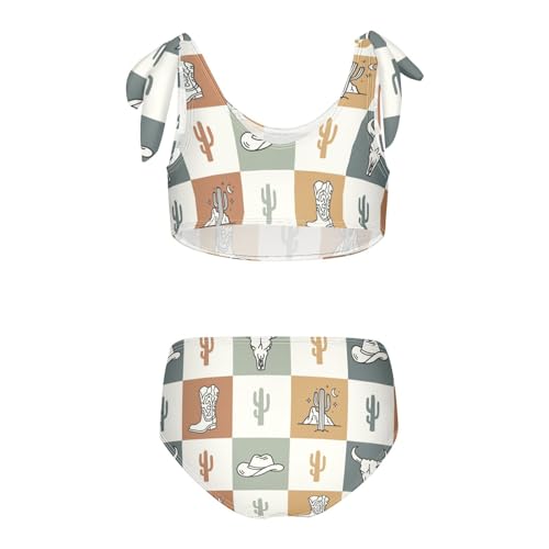 Girls Swimsuit Two Piece Swimwear Western Pattern Bikini Set Beach Sport Bathing Suit for Girls 3-12T2