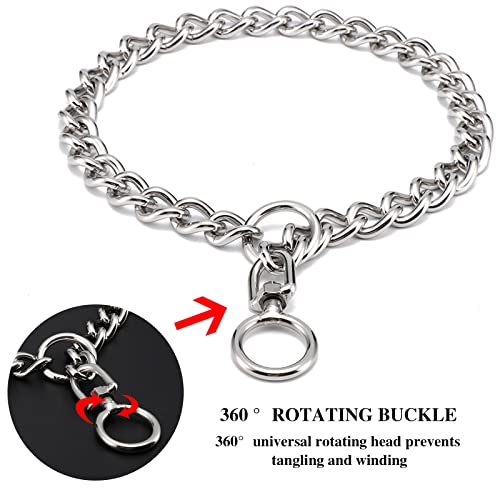 WDAFLG Stainless Steel Dog Choke Chain Collar Strong Metal P Chain Slip Chain Collar for Training (3.0mm,55cm) - Image 6