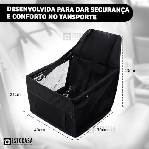 Cadeirinha Pet Para Carro Cachorro Cães Gatos 10kg Estocasa (Preto)