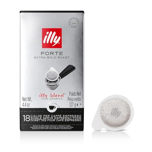 illy E.S.E. Single-Serve Coffee Pods - Forte Extra Dark Roast With Dark Chocolate Notes - For E.S.E Machines - Extraordinary Aroma & Body - 18 Count