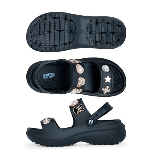 Image of DOCTOR EXTRA SOFT Women's Metallic Charms Fashion Slippers /Sandals With Adjustable Back Strap|Comfortable|Lightweight|Stylish & Anti-Skid|Waterproof Casual Beach Slides Mules Girls & Ladies D-533