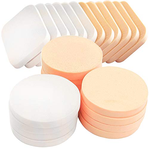 40PCS Sponges Facial Coverage Powder Puff,Latex-Free, Cream, Liquid Foundation Cosmetics - Long Lasting,Polyurethane Foam,Round Square Makeup Sponges Blender Powder Puff, Ideal for Blending