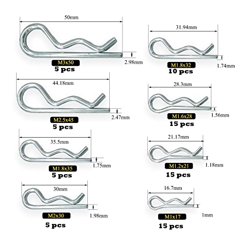 Image of 75 Pcs Hitch Pin Clip R Clips Retaining Pins Tractor Cotter Pin Hair Pin Assortment Spring Clip Retainer Pins Hitch Keeper Pins Kit for Dolly Pins /Trailer Pin Clips /Hand Ttruck Pin Replacement