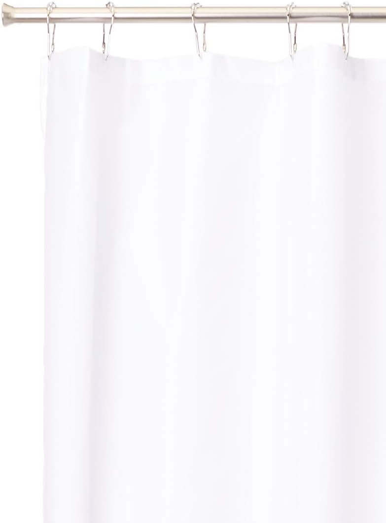 InterDesign 96-Inch Fabric Waterproof Extra Long Shower Curtain Liner, White